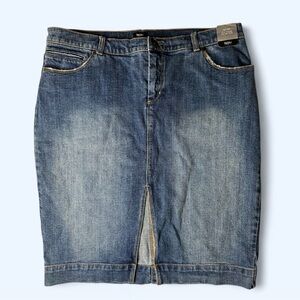 Mossimo Y2K Low Rise Denim Skirt in Dark Indigo Size 14 NWT Front Slit